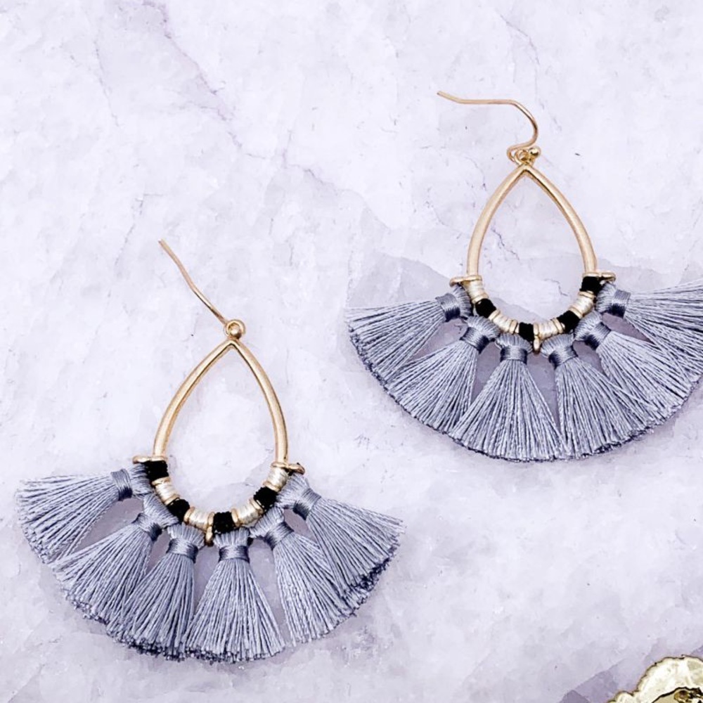 Grey Tassel Earrings